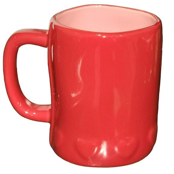 Rae‎ Dunn CUTIE Red Ceramic Coffee Mug Embossed Hearts Around The Bottom 16oz - Picture 6 of 14